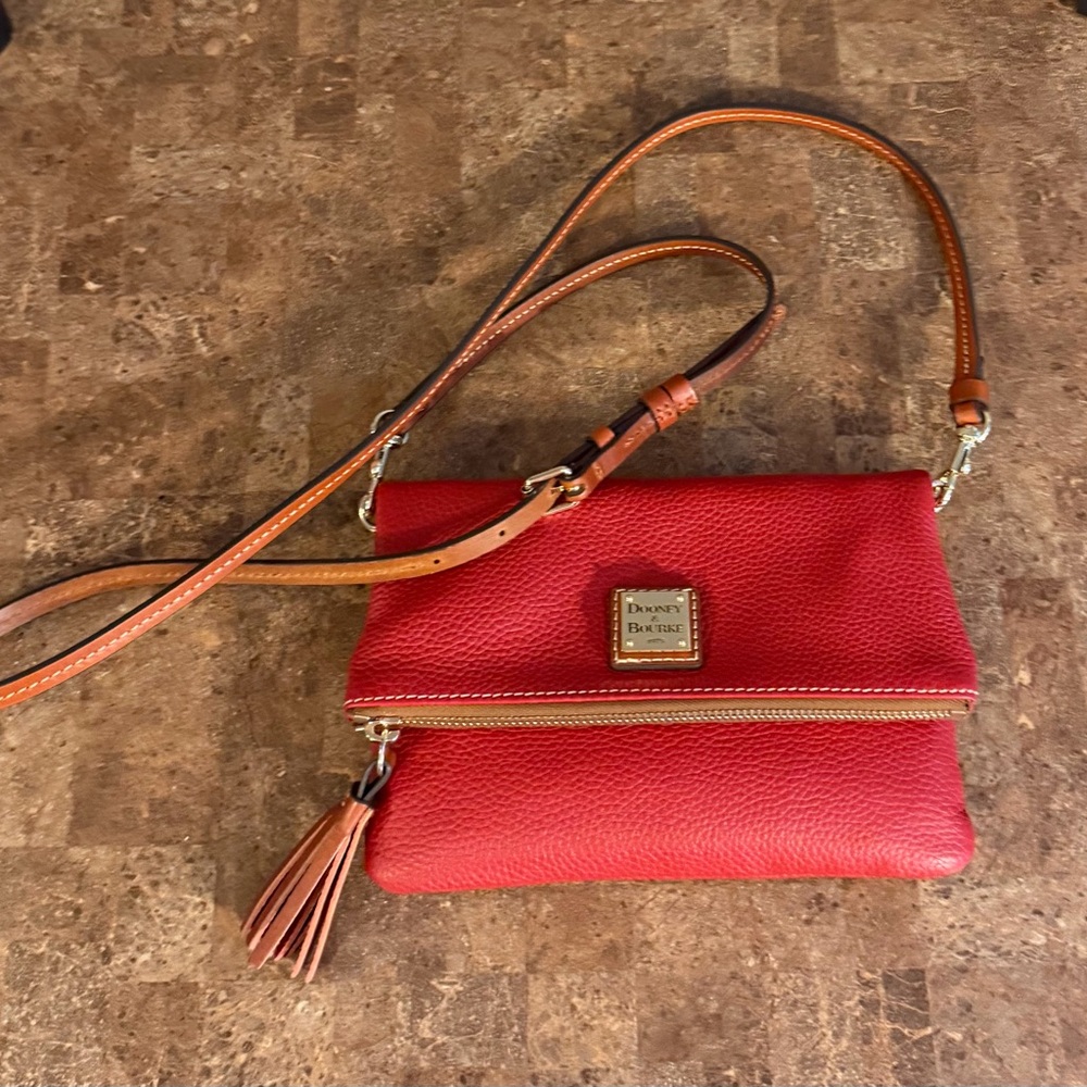 Dooney & Bourke Red Pebbled Leather Crossbody Bag